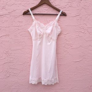 Vintage Slip Dress Pale Pink Pastel Romantic Bohemian Lace Size 32